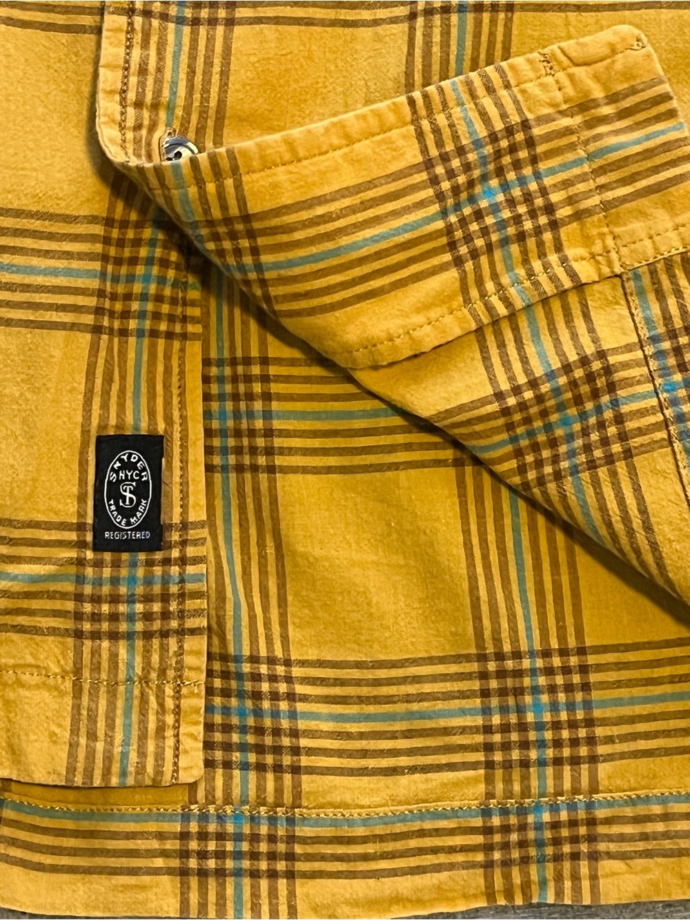 Todd Snyder Yellow Plaid Short-Sleeve Button-Down Shirt - Picture 5 of 6